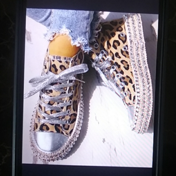leopard rivet sneakers